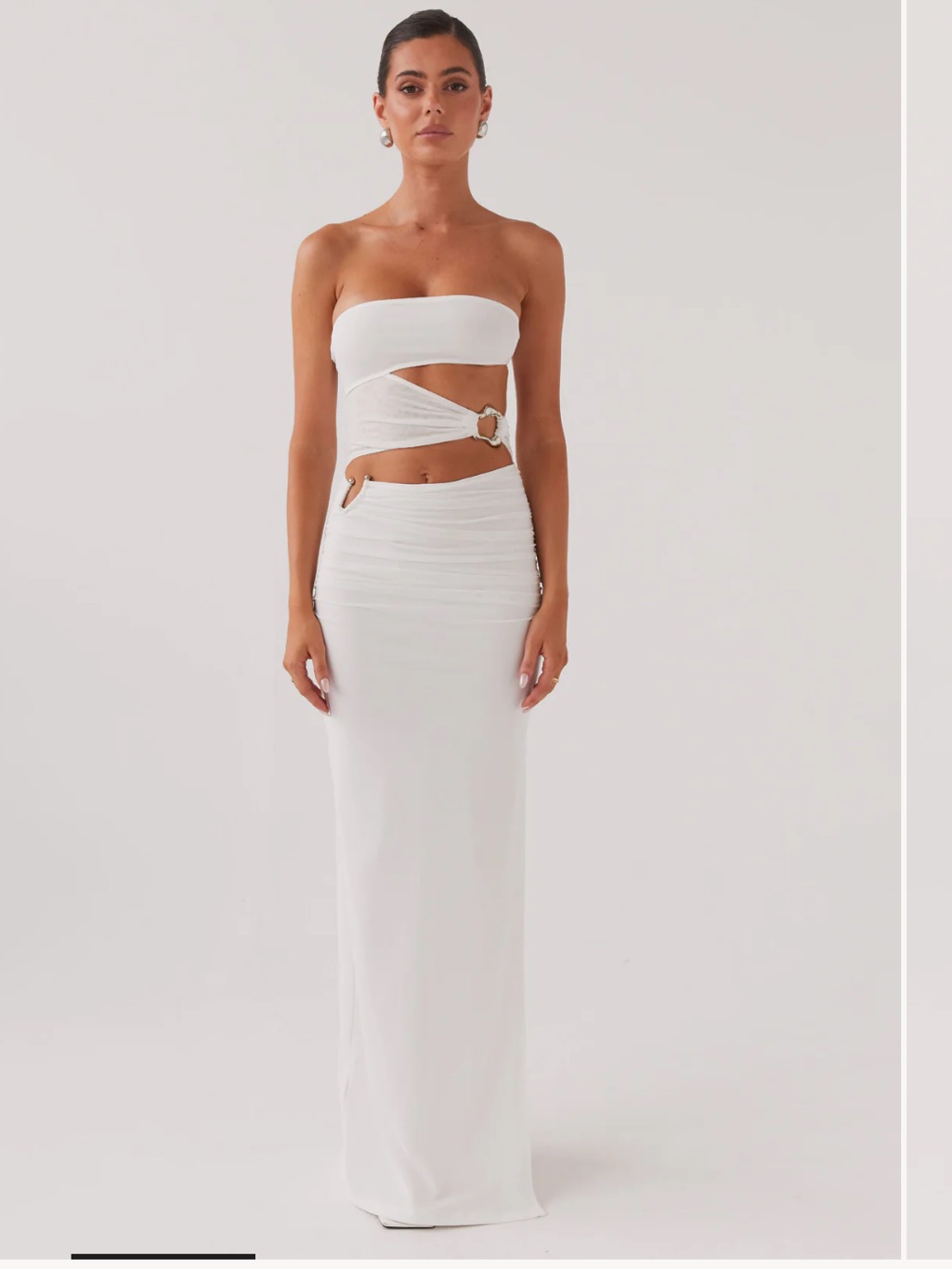 Peppermayo Into Pieces White Strapless Mesh Maxi Dress
